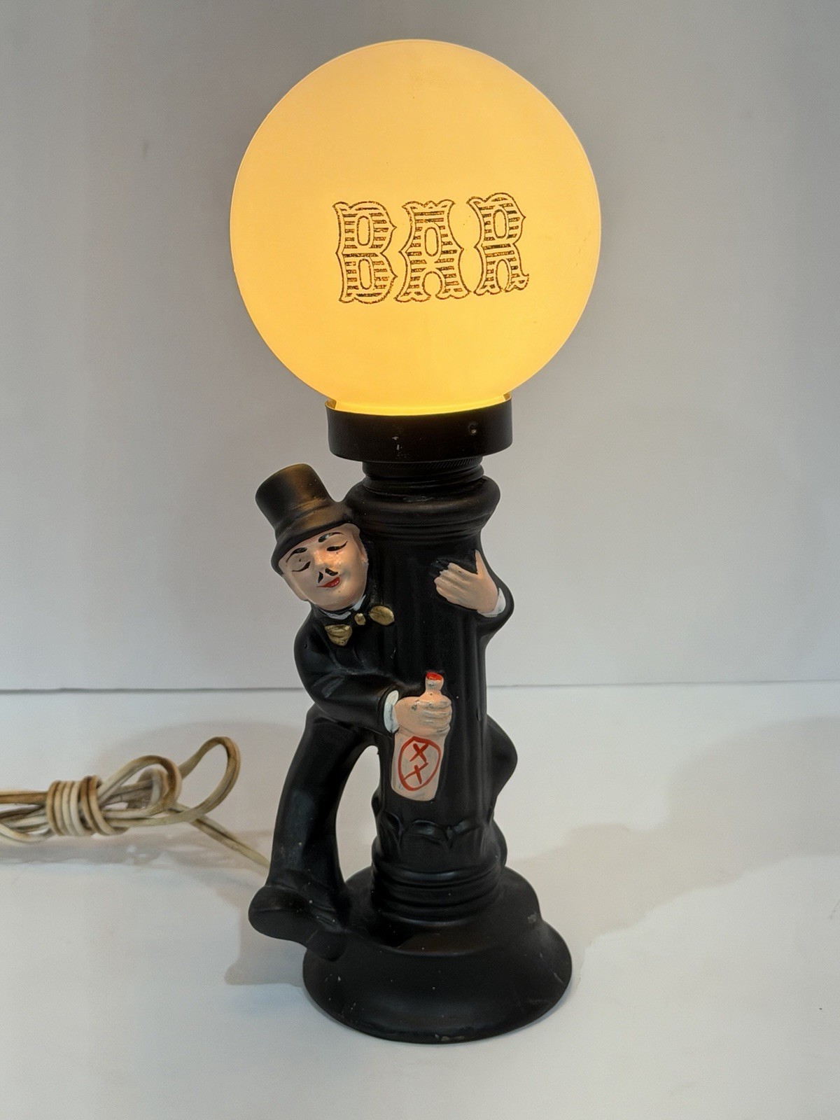 Vintage Nanco Drunk Man 'BAR' Globe Lamp 10.75