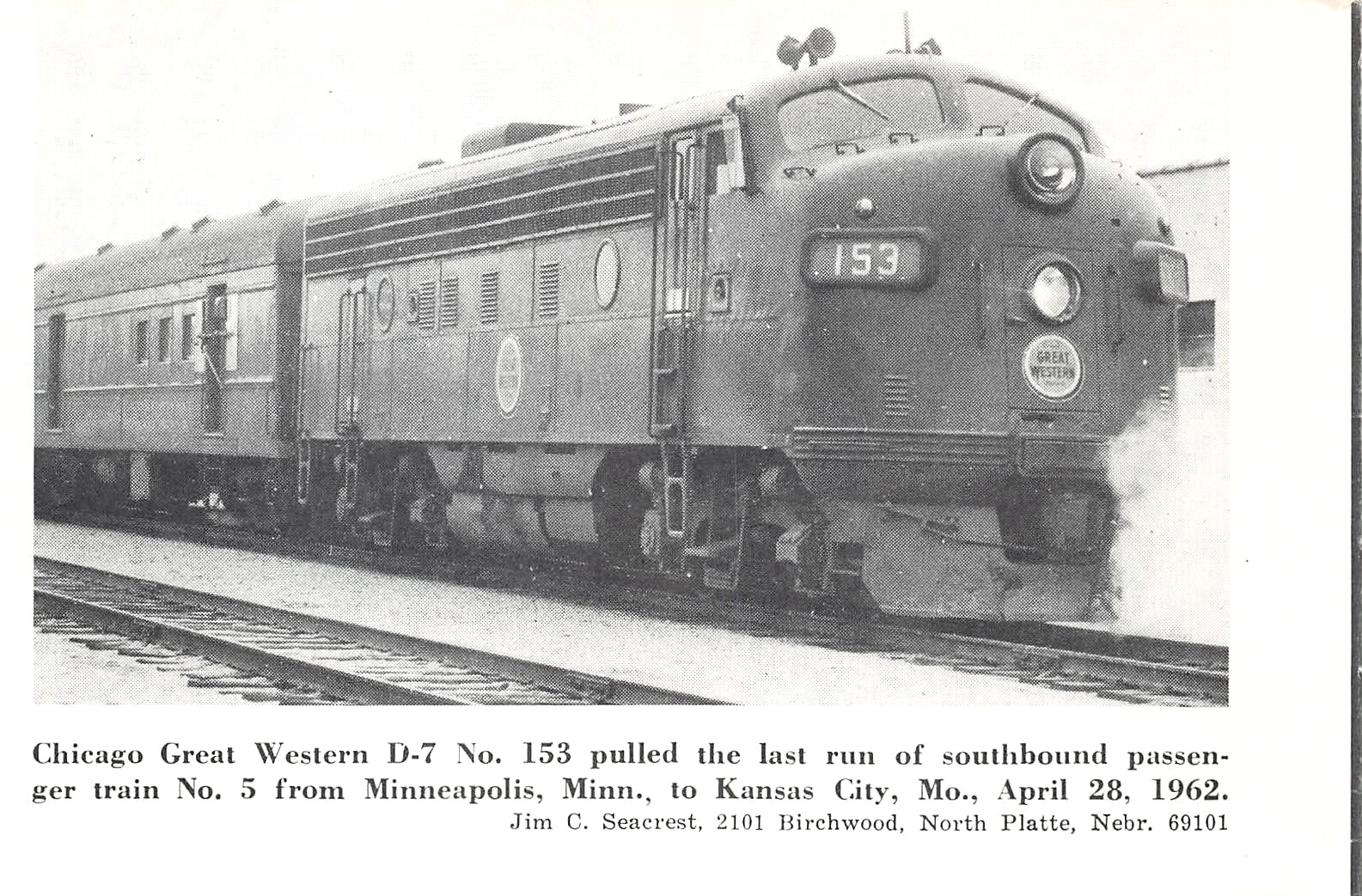 Chicago Great Western D7 No. 153 Diesel Passenger Locomotive Vtg Magazine Image