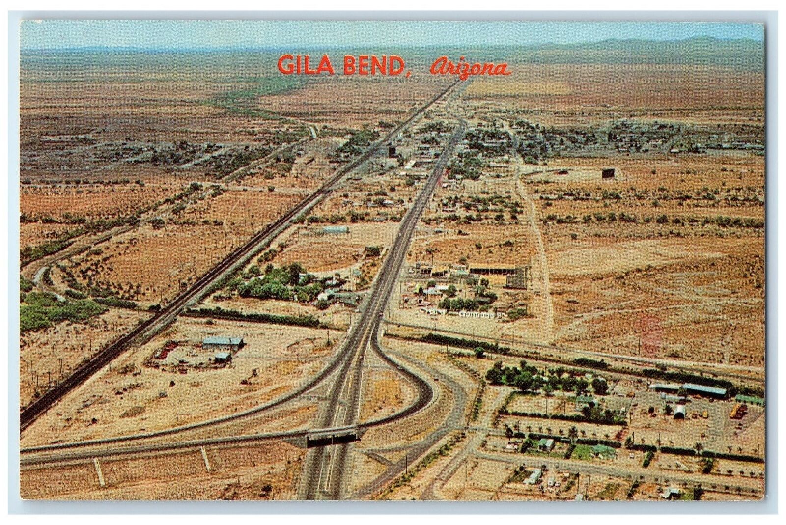 c1960\'s Bird\'s Eye View Of Gila River Gila Bend Arizona AZ Unposted Postcard