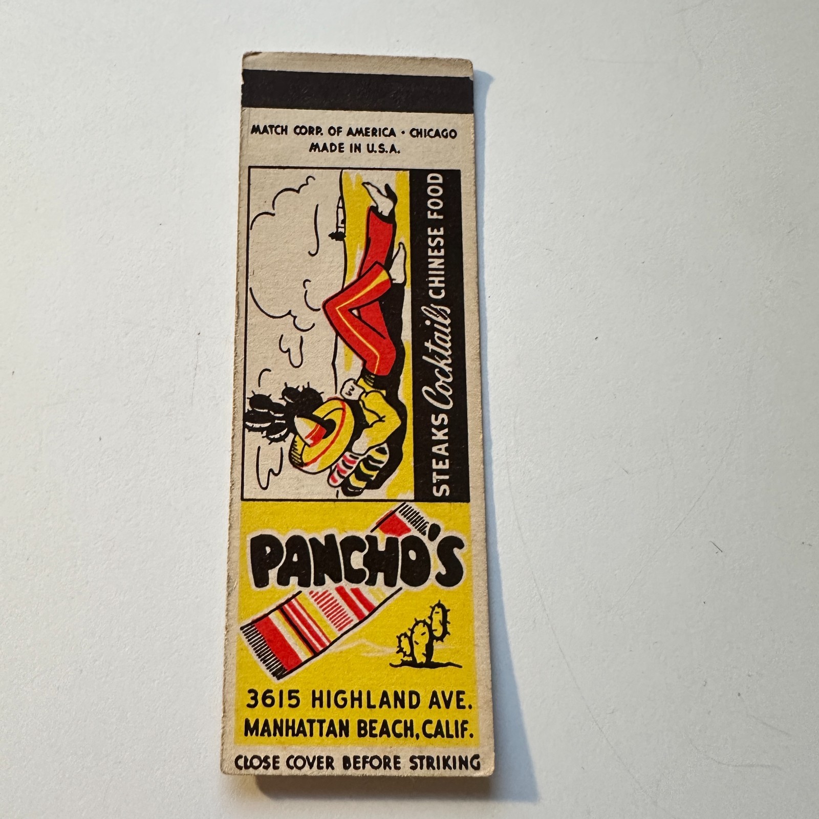 Pancho\'s Manhattan Beach CA Vintage Matchbook Cover 4MB121-6