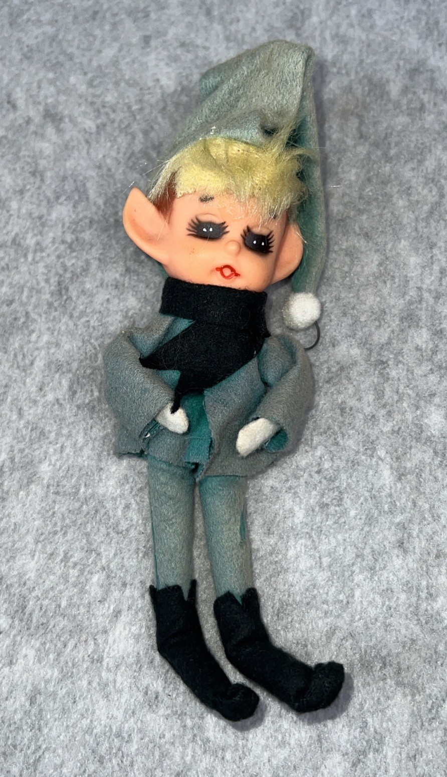 Vtg Japan Pixie ELF Ornament Blue 6” Vtg Japan Pixie ELF Ornament Blue 6”