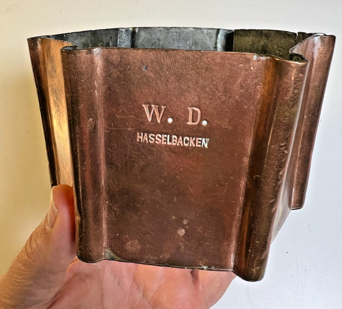 Antique Swedish Copper Blancmange Mold HASSELBACKEN Restaurant Wilhelm Davidson