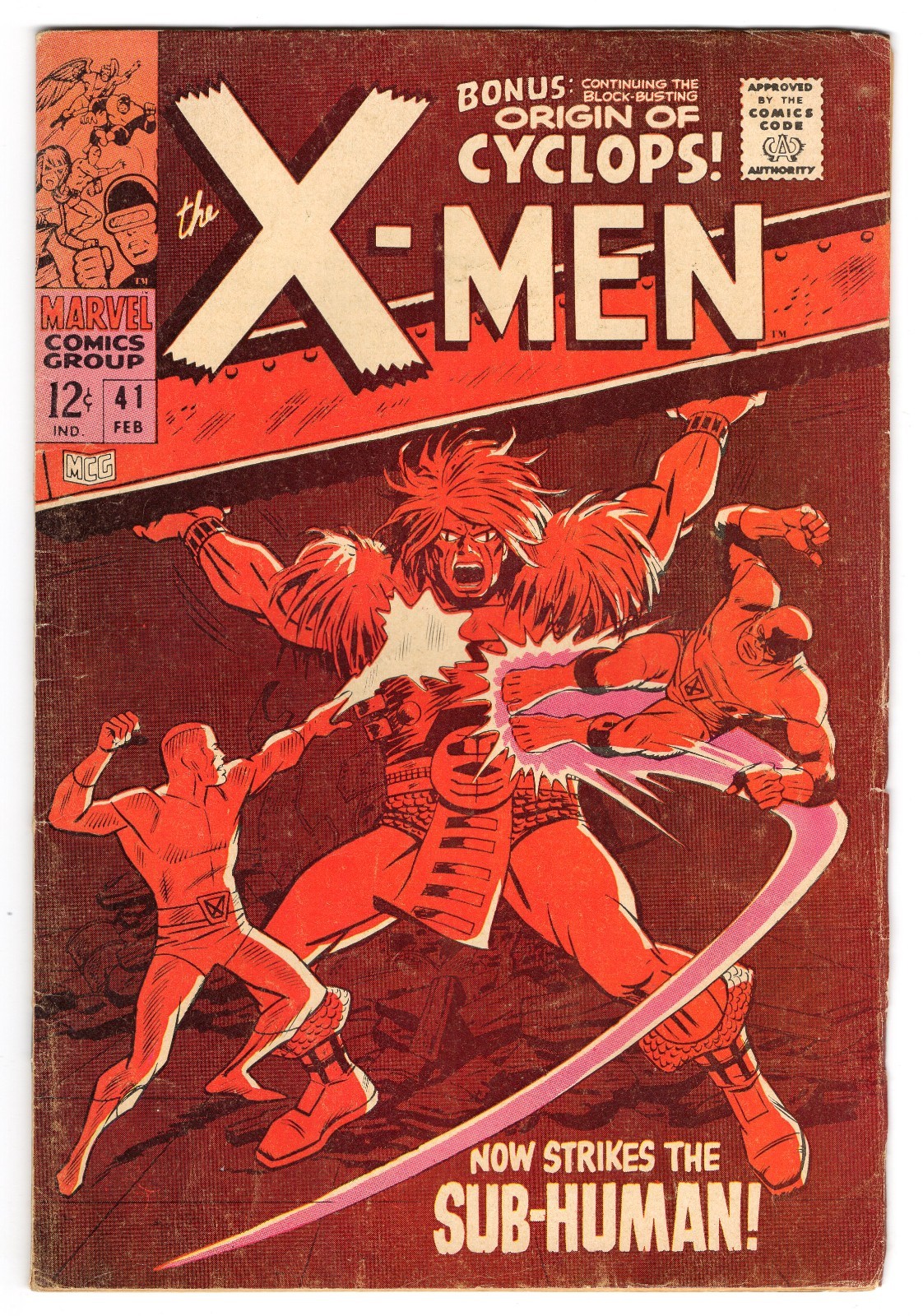 X-Men 41 1968 Marvel Comics VG+ 4.5 1st App Grotesk Cyclops Jean Grey Beast