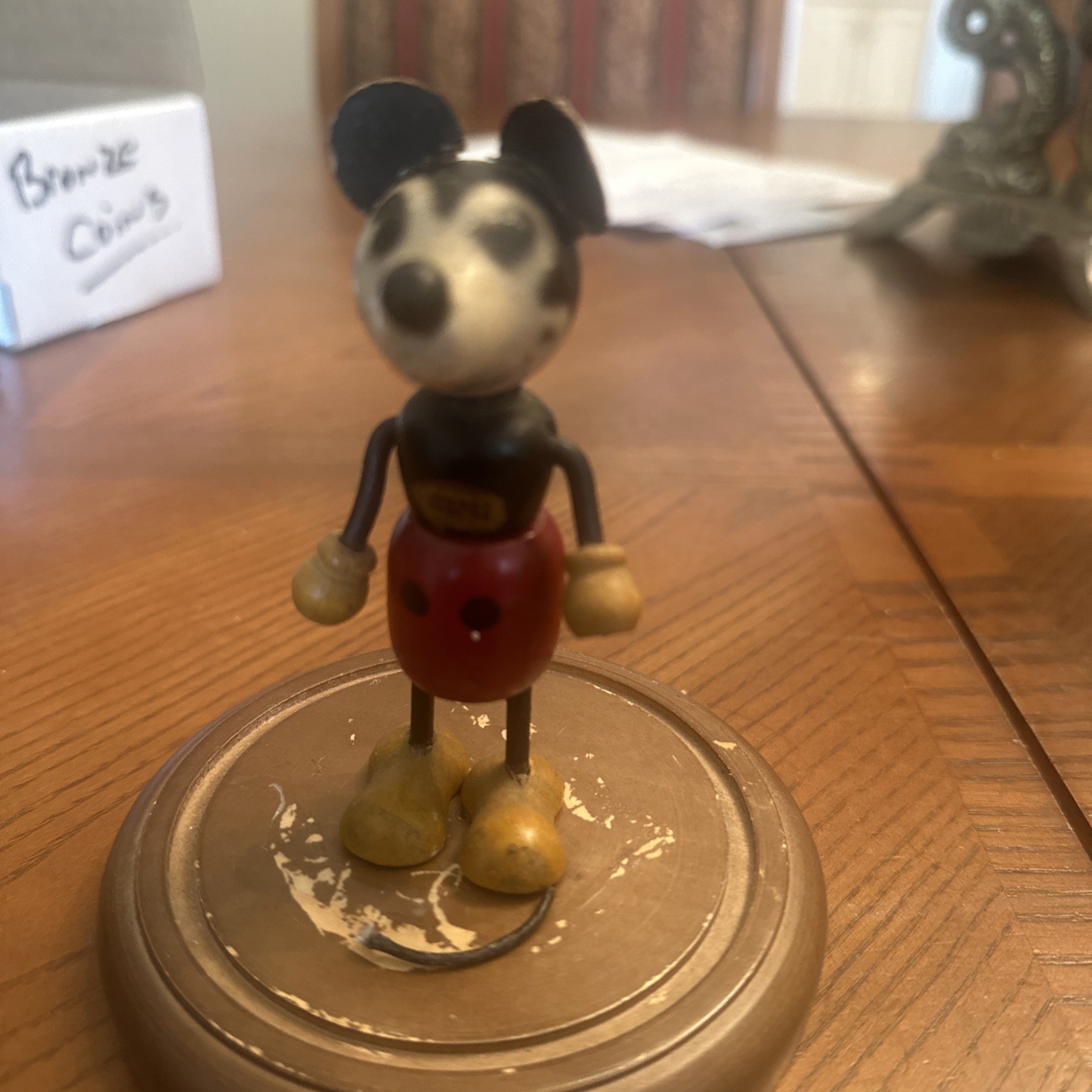 Vintage 1930s Disney Mickey Mouse Wood Composition Wood Figurine Fun-E-Flex 