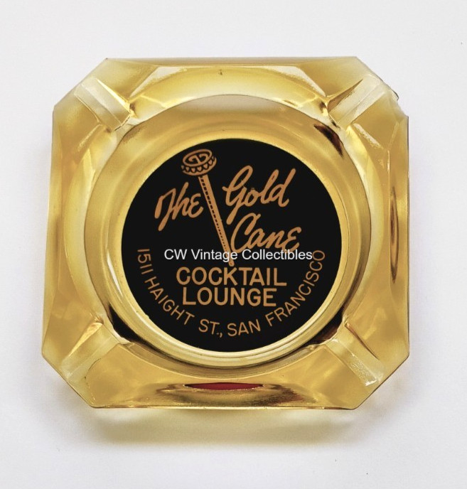Rare ca 1950's Gold Cane Bar Ashtray Early Location 1511 Haight San Francisco CA