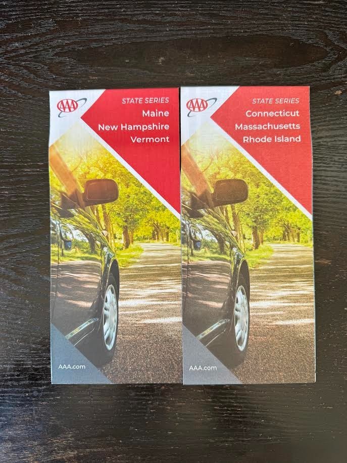 AAA 2 Map Lot-The Road Map of 6 New England States ME-NH-VT-MA-RI-CT- 2022-2024