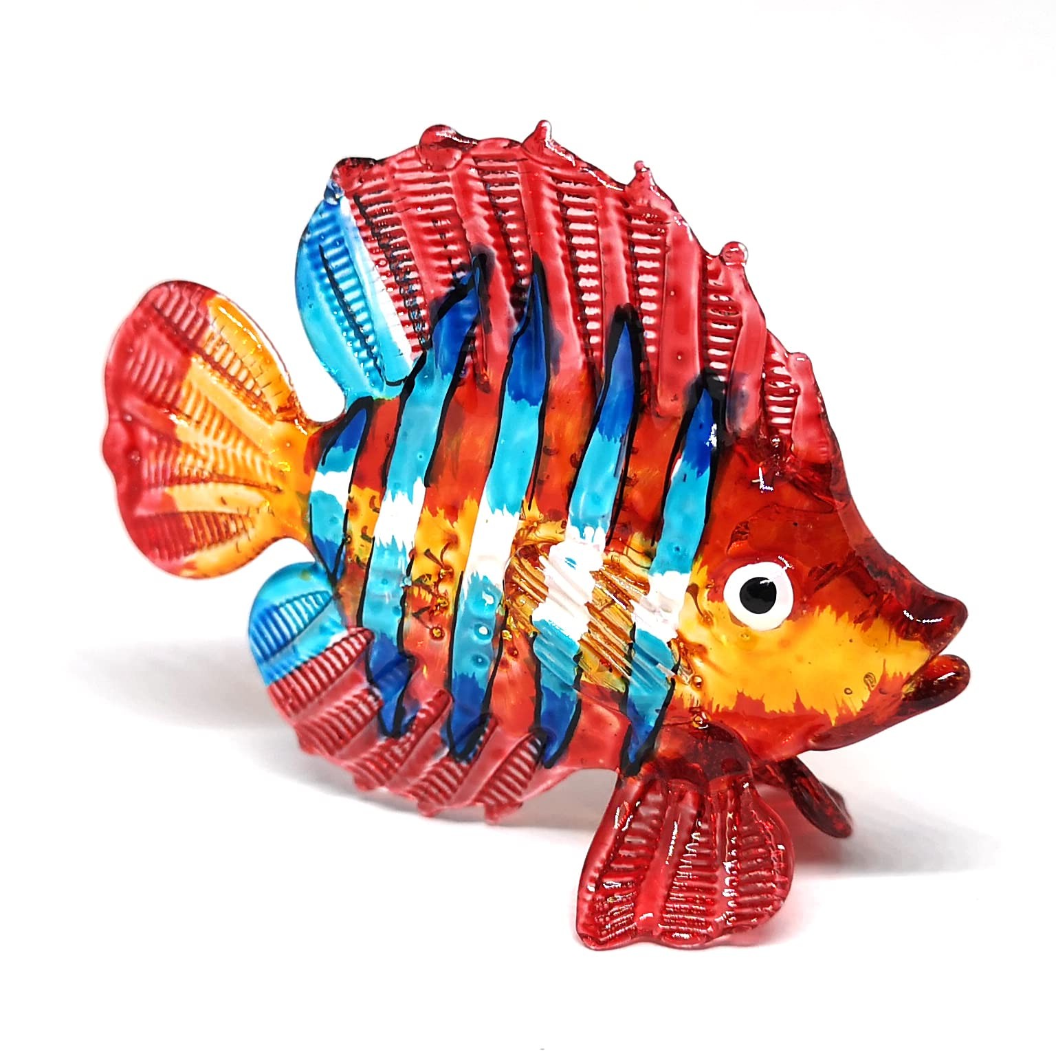 Hand Blown Glass Fish Figurine Red Collectibles Aquarium Handicraft Miniature...