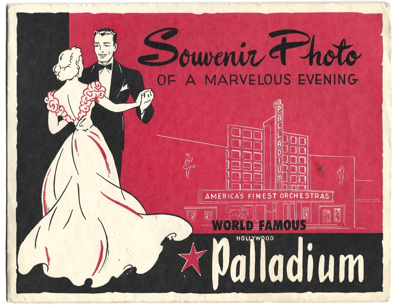 HOLLYWOOD PALLADIUM Vintage Souvenir 1940 Photo Orchestra Nightclub SUNSET BLVD