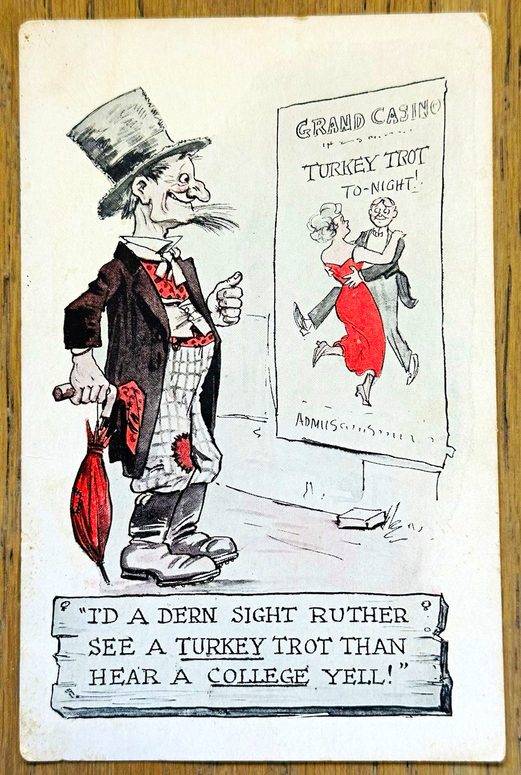 VTG 1914 Comic Postcard Gypsum KS Kansas Turkey Trot Dance Hobo T.P. & Co POSTED