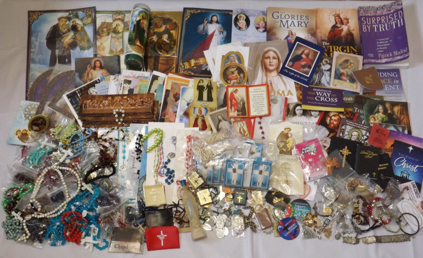 Huge 12+LB religious Catholic lot medal rosary pendant jewelry book prayer card