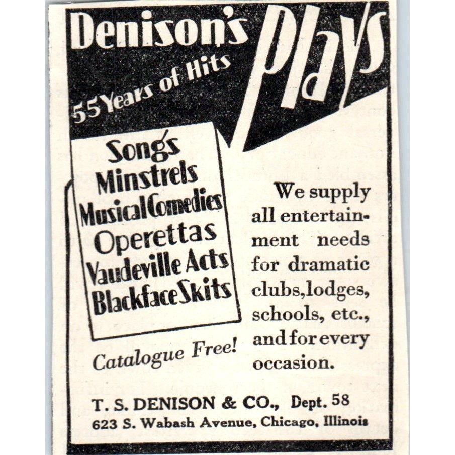 1931 Denison\'s Plays Catalog TS Denison & Co Chicago Advertisement ~2.5x3 SE6-1