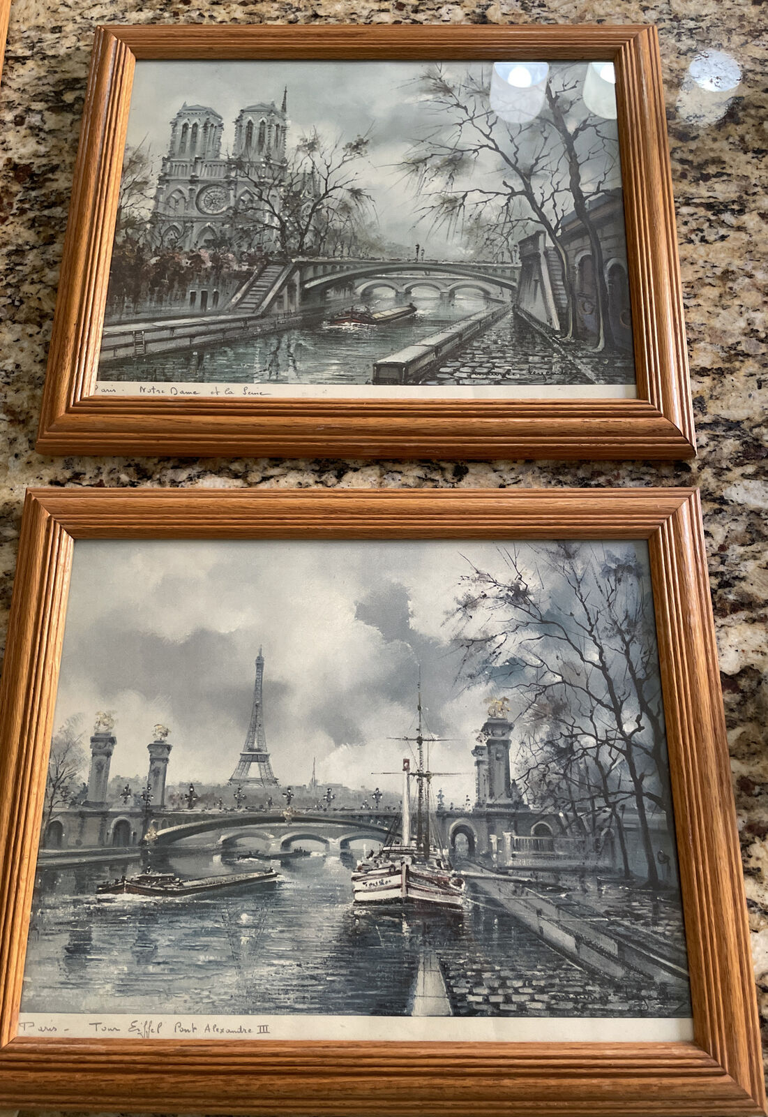 Two Original Framed Lithogr Frech Scenes signed by Maurice Legendre 16.5”x 13.5\