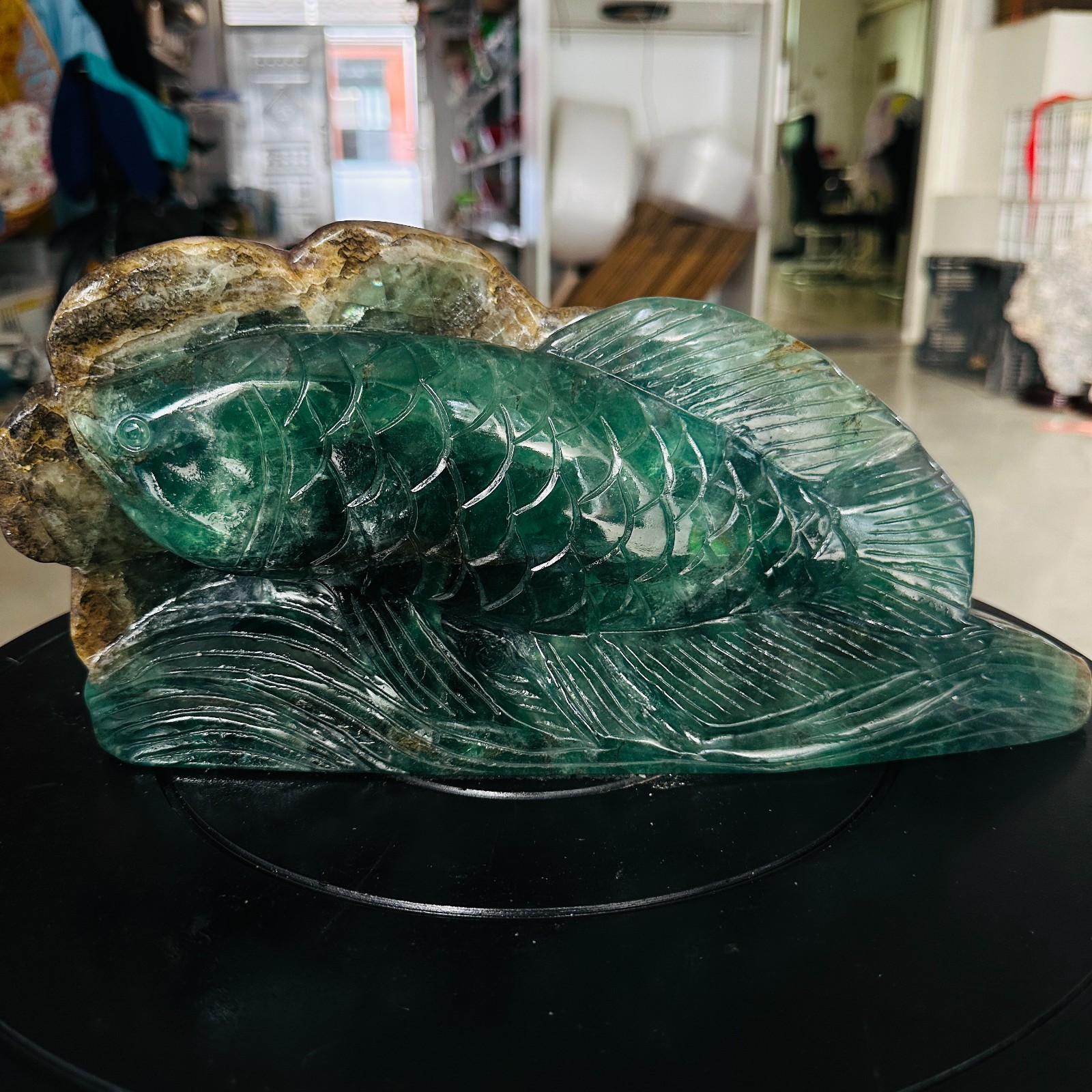 13.86LB Natural Crystal Fluorite Carved Lucky Koi – Spiritual & Energetic