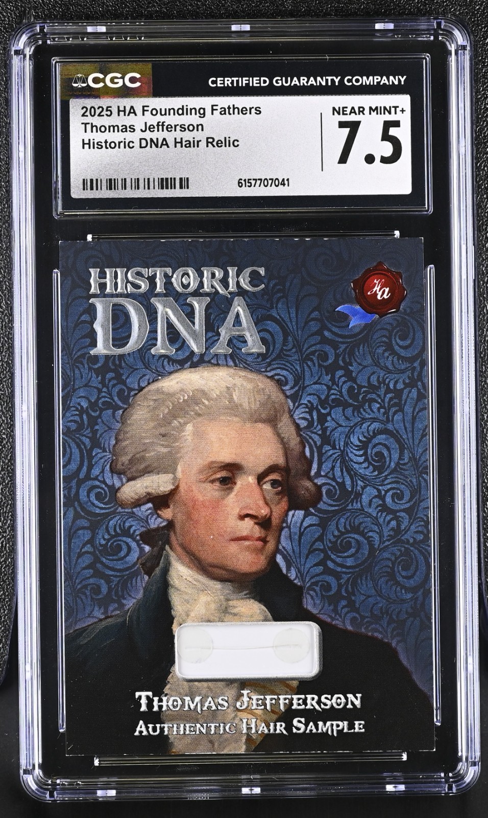Thomas Jefferson Historic DNA Hair Relic /100 CGC 7.5 2025 HA Founding Fathers Thomas Jefferson Historic DNA Hair Relic /100 CGC 7.5 2025 HA Founding Fathers