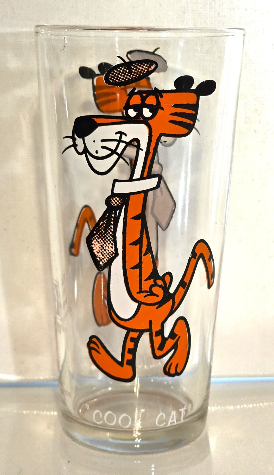 Vtg 1973 Pepsi Glass COOL CAT RARE WHITE LETTERS Looney Tunes Warner Bros