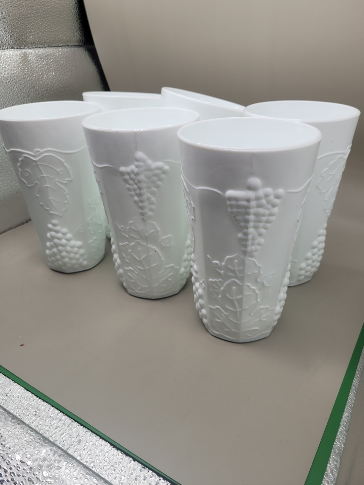 DRINKING GLASS EMBOSSED COLLECTABLE VINTAGE INDIANA GLASS COLONY HARVEST 6pcs.