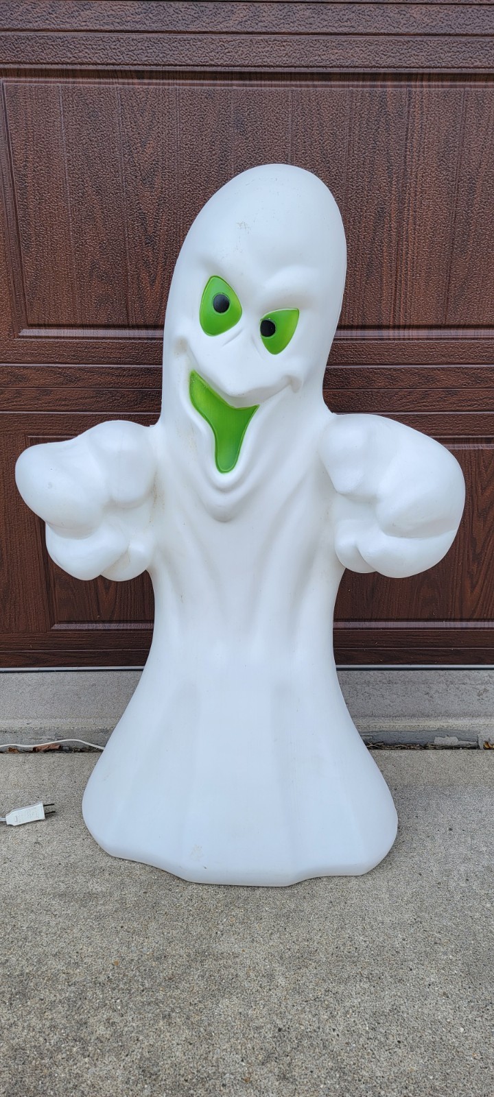 1980s Vintage General Foam Plastics 36” Halloween Green Eye Ghost Blow Mold