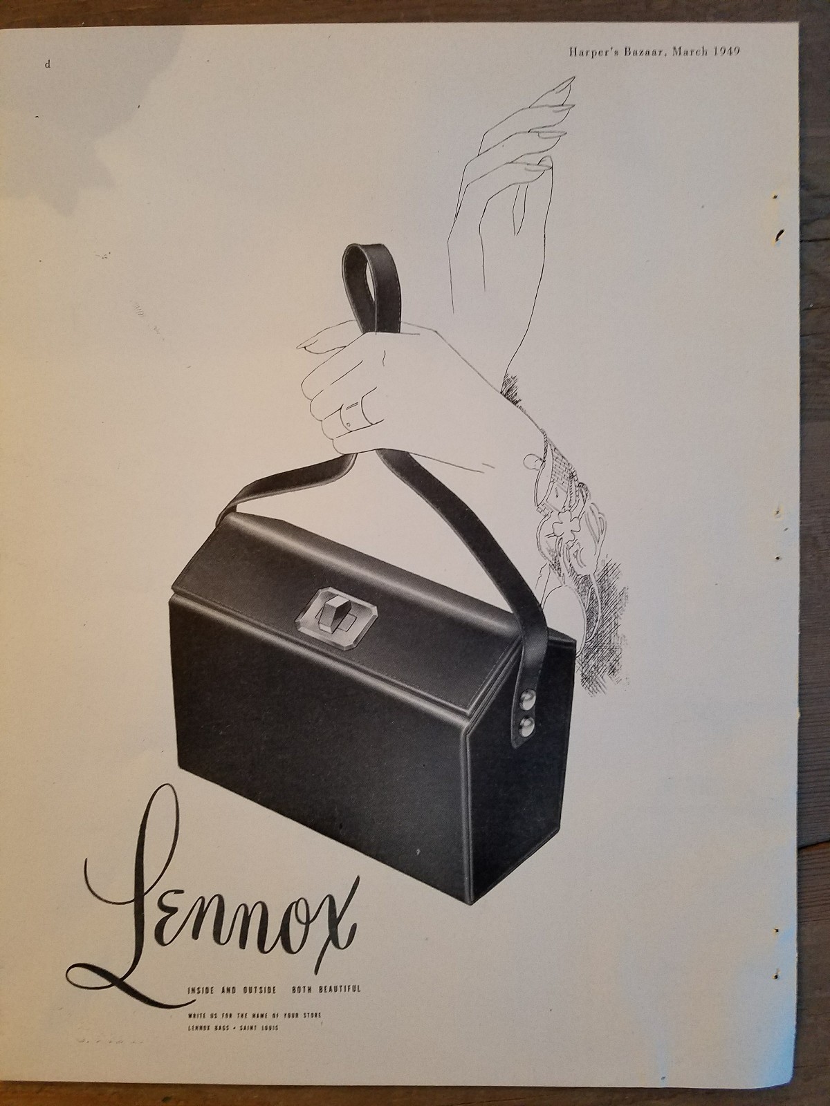 1949 women's Lennox leather purse handbag fashion ad grandma bought