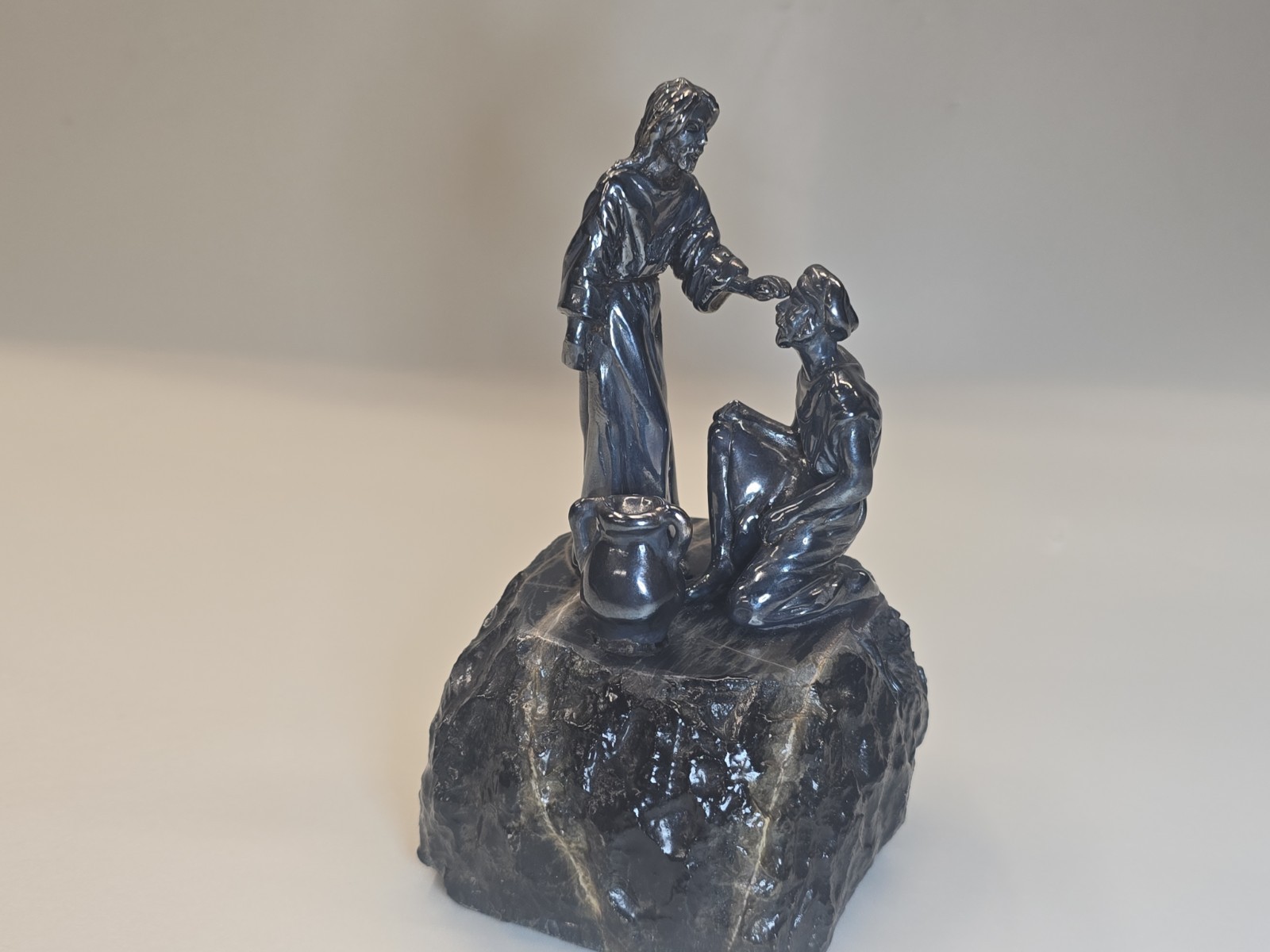 Vintage Yaacov Heller Mircale of Jesus Healing a Blind Man Scuplture Marked 925 Vintage Yaacov Heller Mircale of Jesus Healing a Blind Man Scuplture Marked 925
