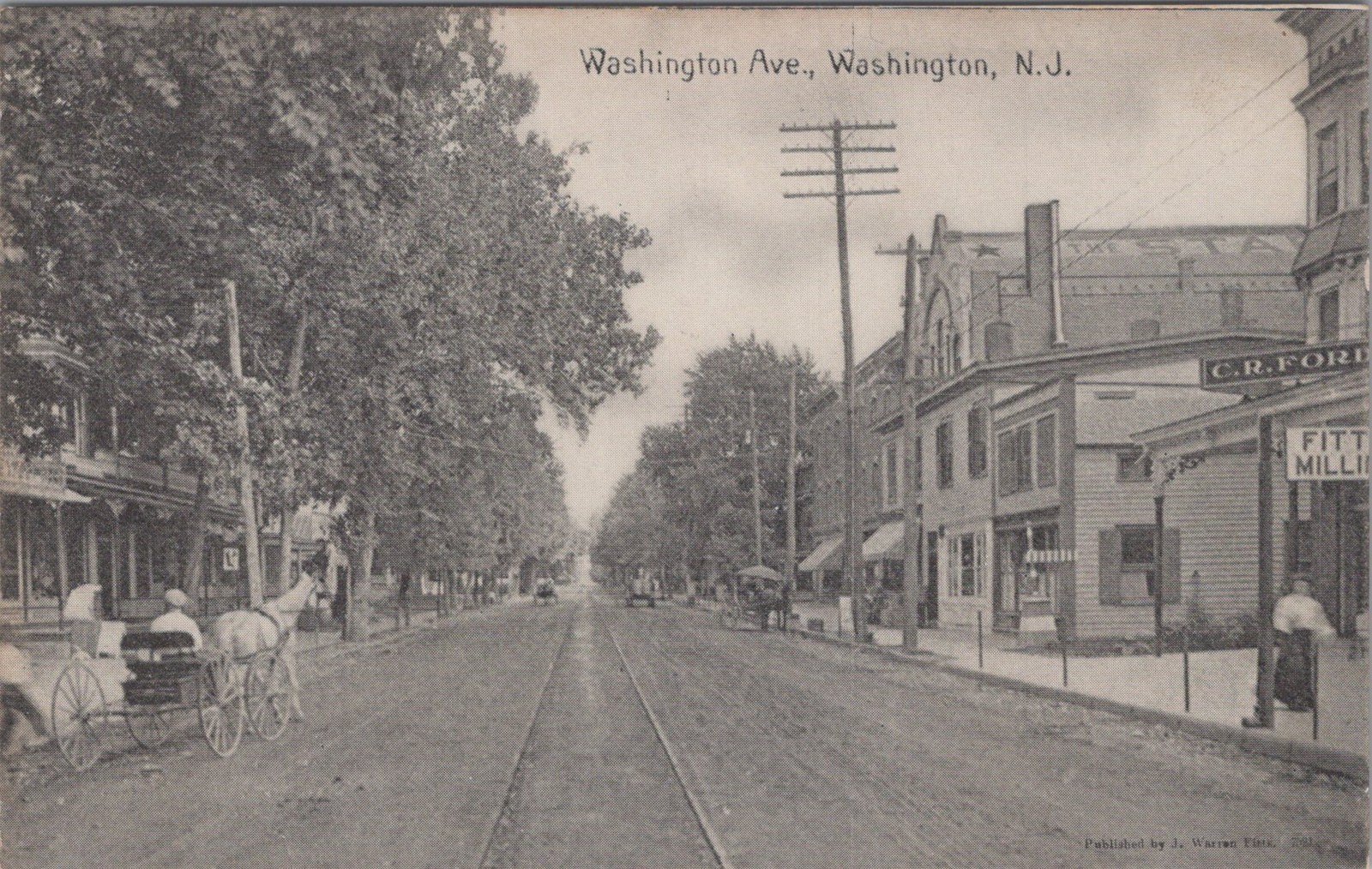Washington Avenue New Jersey NJ Horse Buggy Trolley 1900s Postcard