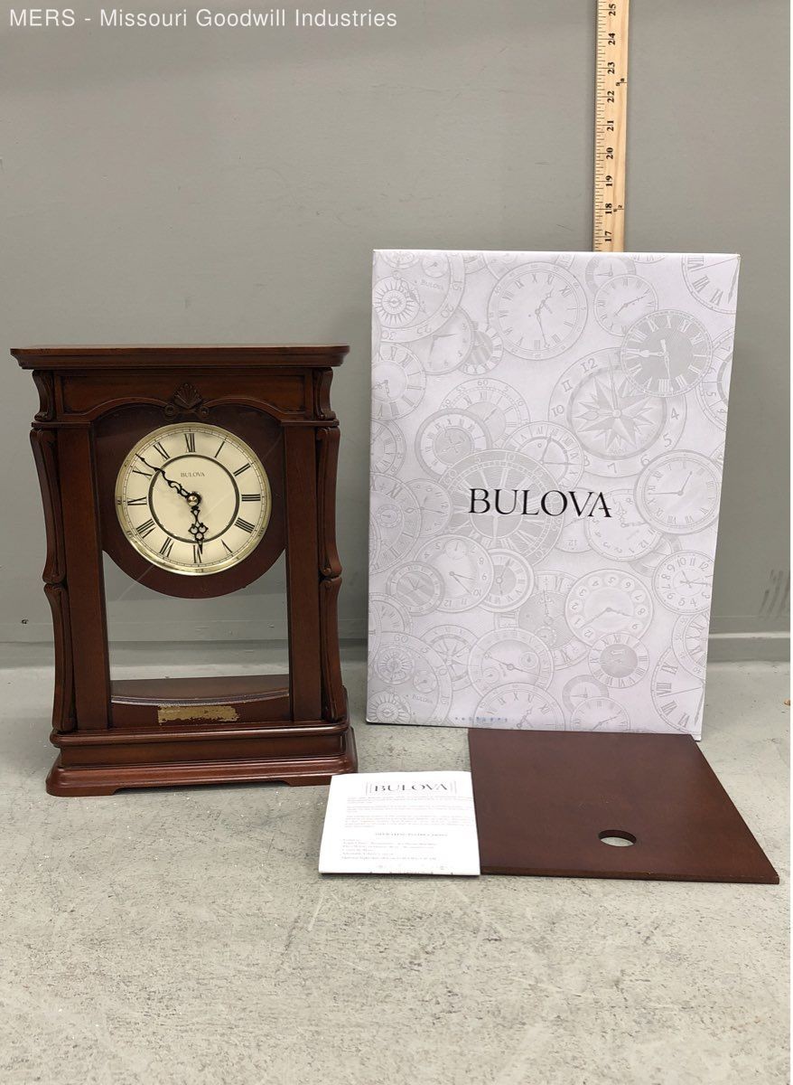Bulova B1909 Chime Mantel Clock Wood Case Quartz Movement Original Box