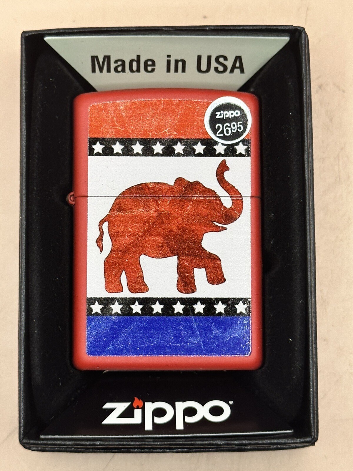 2016 Republican Elephant Red Matte 29167 Zippo Lighter NEW
