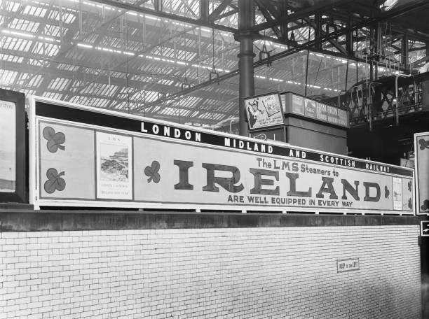 Old Train Photo Railway Poster Advertising Services To Ireland C 1927 Lms