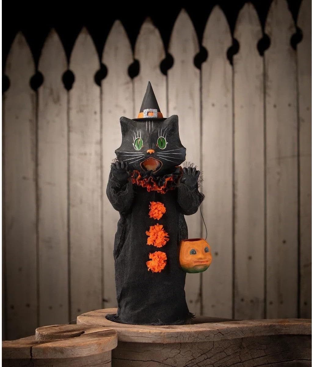 Bethany Lowe Scaredy Black Cat Ghoul Trick or Treater Halloween Medium 16.75\