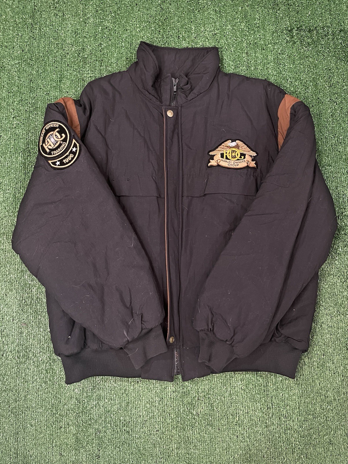 1996 Vintage Rare Harley Owners Group Black Bomber Jacket-Men’s L- Perfect Condo