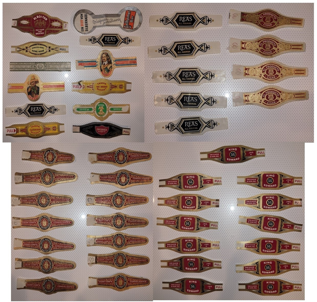 48 Antique Cigar Bands German Havana Tampa Nugget Reas El Producto Cigar