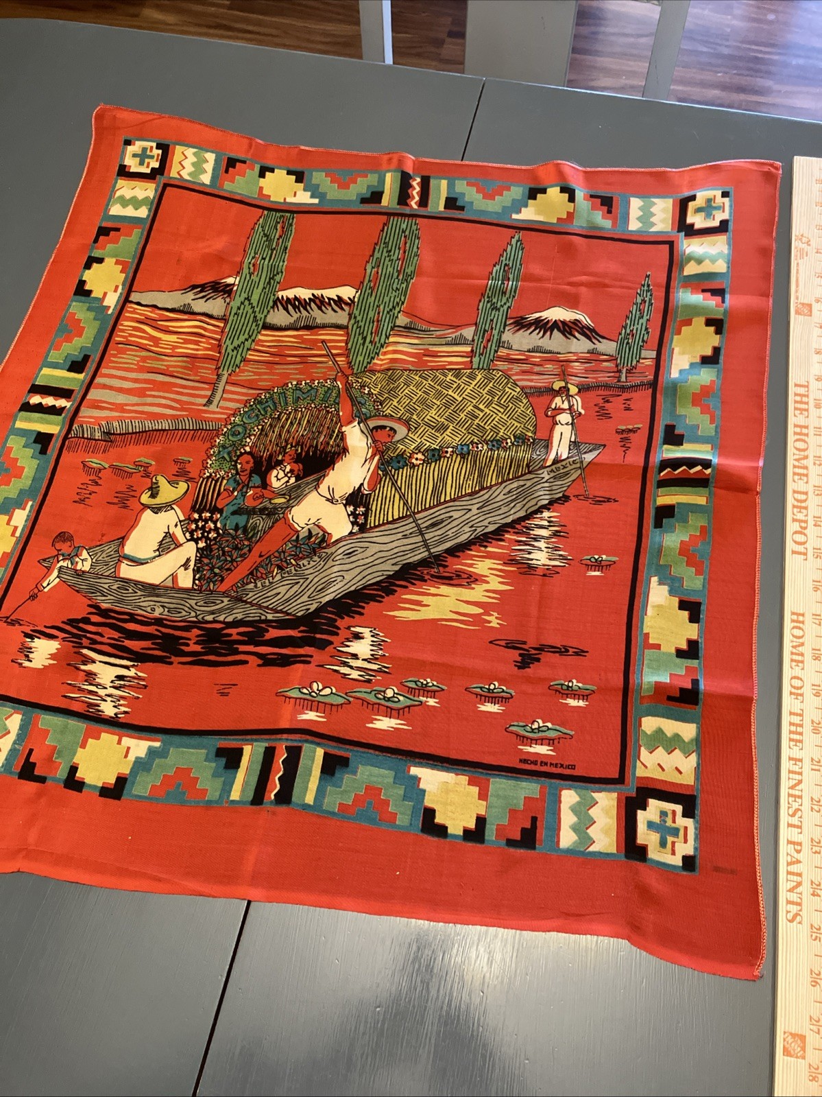 Vintage Mexican Scarf Hecho En Mexico B12AA Boat Hombres