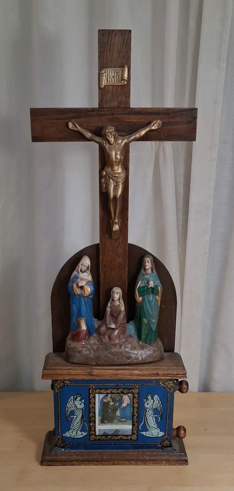 Antique 1904 Koenig Bros Stations of the Cross Shrine Prayer Altar Crucifix