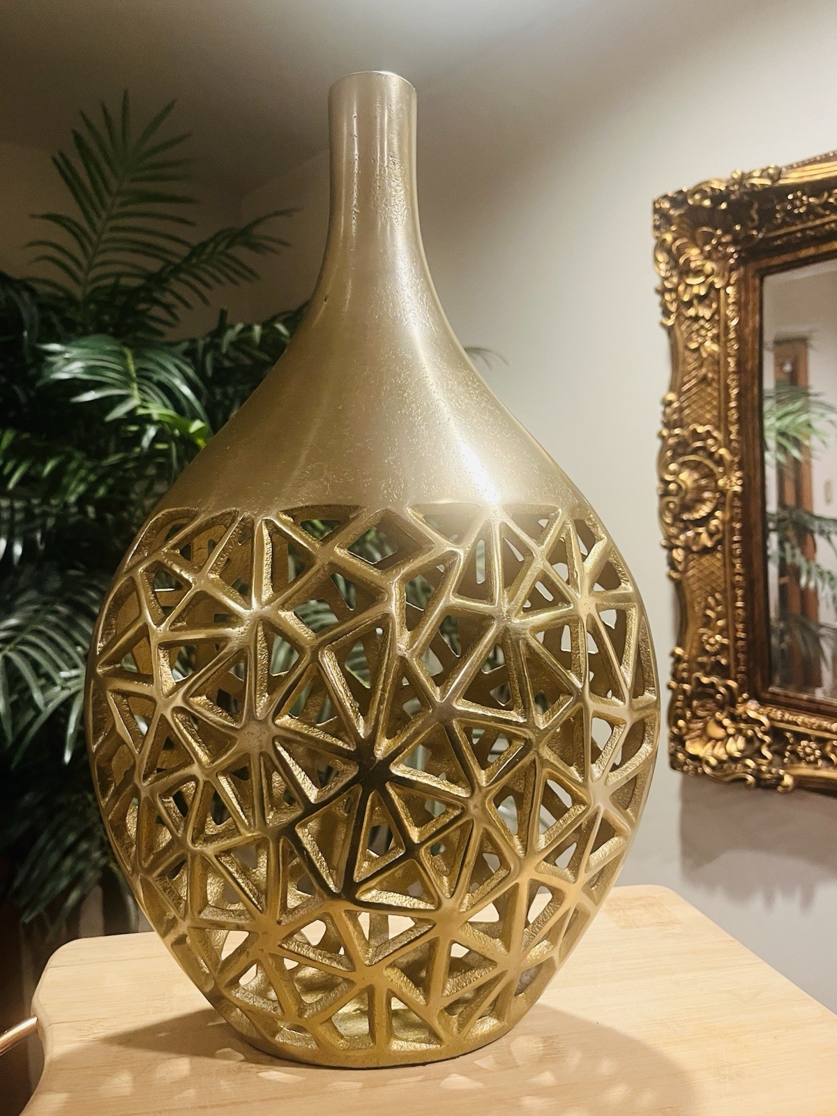 Unique REAL Handmade Cut Out Gold Metal Vase. HIGH QUALITY Unique REAL Handmade Cut Out Gold Metal Vase. HIGH QUALITY