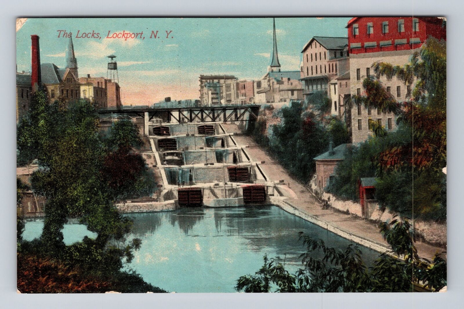 Lockport NY-New York, the Locks, Antique Vintage Souvenir Postcard