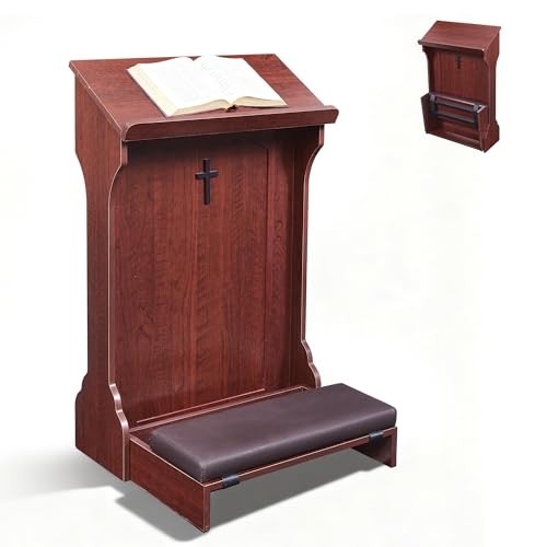 Wooden Prayer Kneeler,Foldable Prayer Bench with Cushion Pad, Rounded Corner