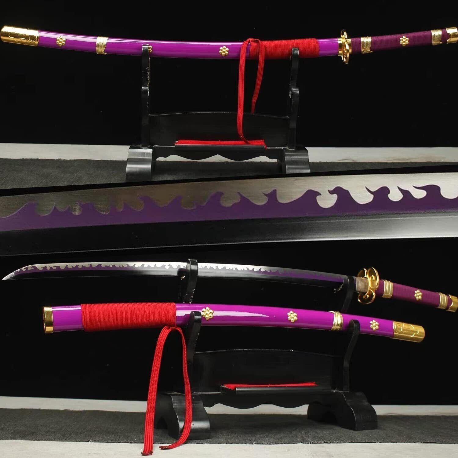Roronoa Zoro Katana,Yama Enma Anime Samurai Sword Real Metal Sharp Cosplay Knife