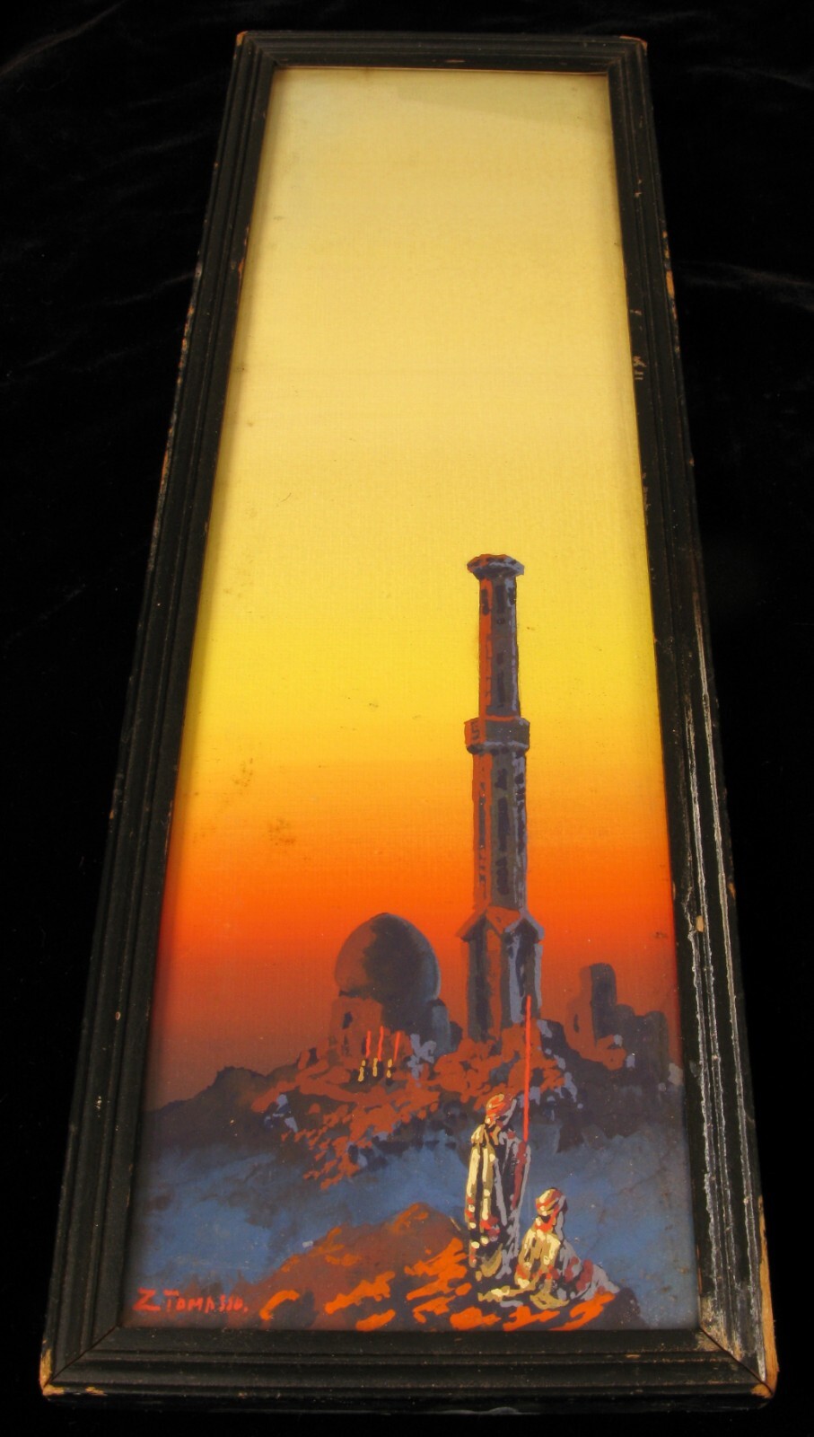 FABULOUS ANTIQUE GOUACHE ON PAPER RELIGIOUS PAINTING ARTIST SIGNED Z TOMASSO 