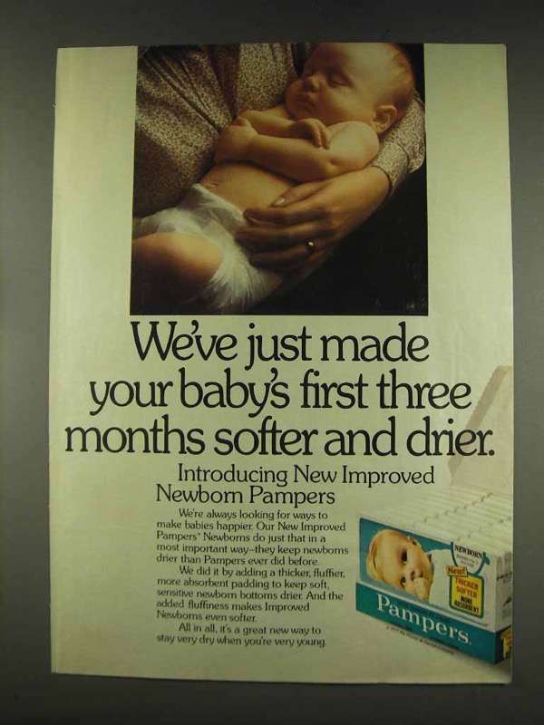 1977 Pampers Diapers Ad - Softer and Drier