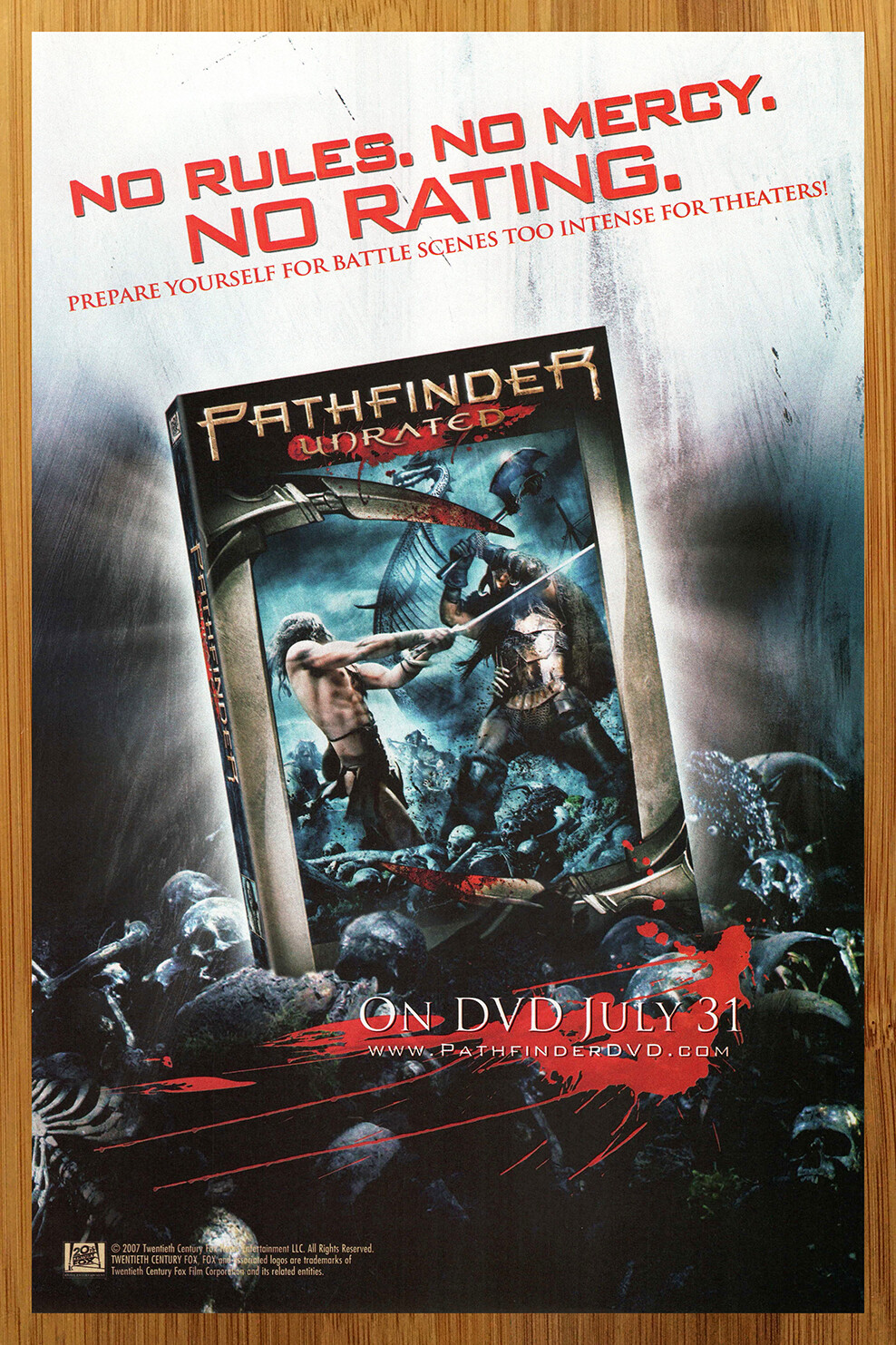 2007 Pathfinder Unrated DVD Print Ad/Poster Advert Karl Urban Moon Bloodgood