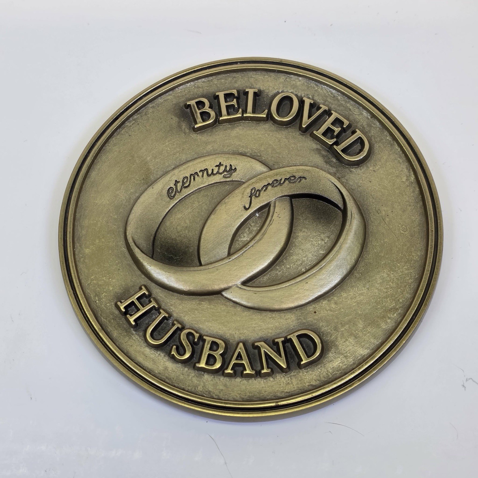Brass Magnetic Casket Medallion BATESVILLE Beloved Husband