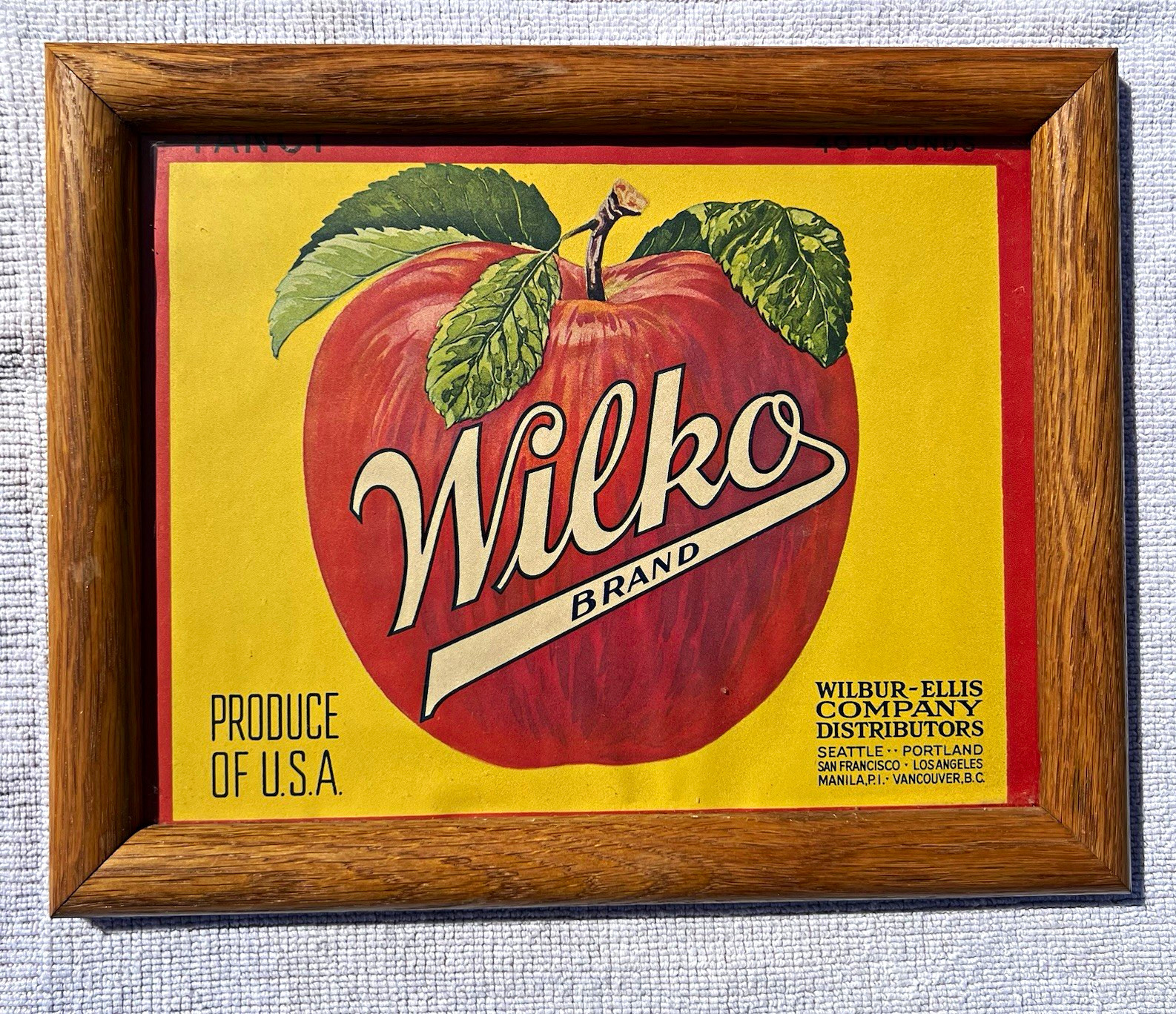 RARE Vintage 1940s Wilko Brand Apple Crate Label – Custom Framed Lithograph MCM RARE Vintage 1940s Wilko Brand Apple Crate Label – Custom Framed Lithograph MCM