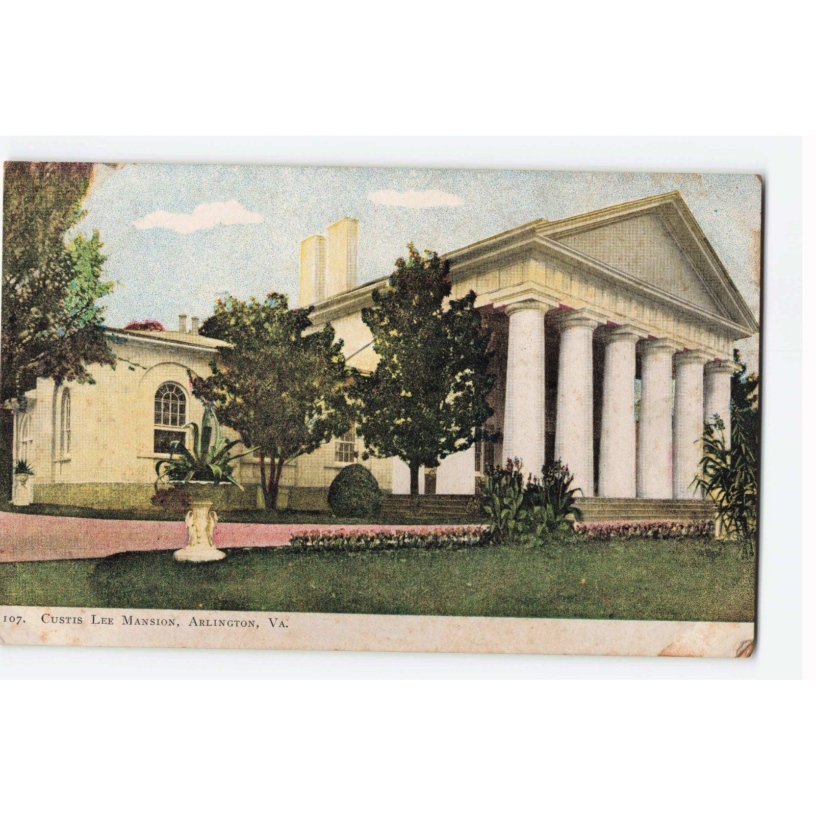 Vintage Custis Lee Mansion Arlington VA Postcard Foster & Reynolds Litho 107
