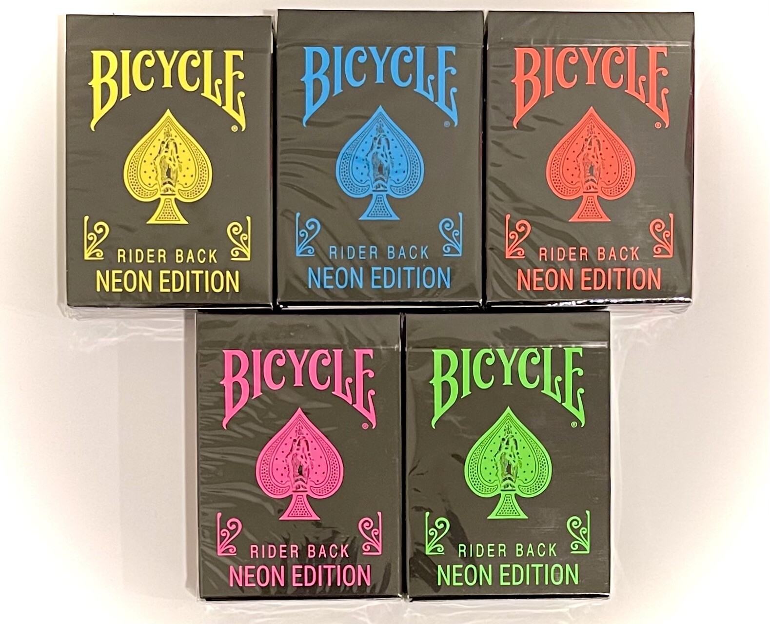 Bicycle Neon Rider Back Playing Cards x/1000 #seal Limited Edition 5 Deck Set