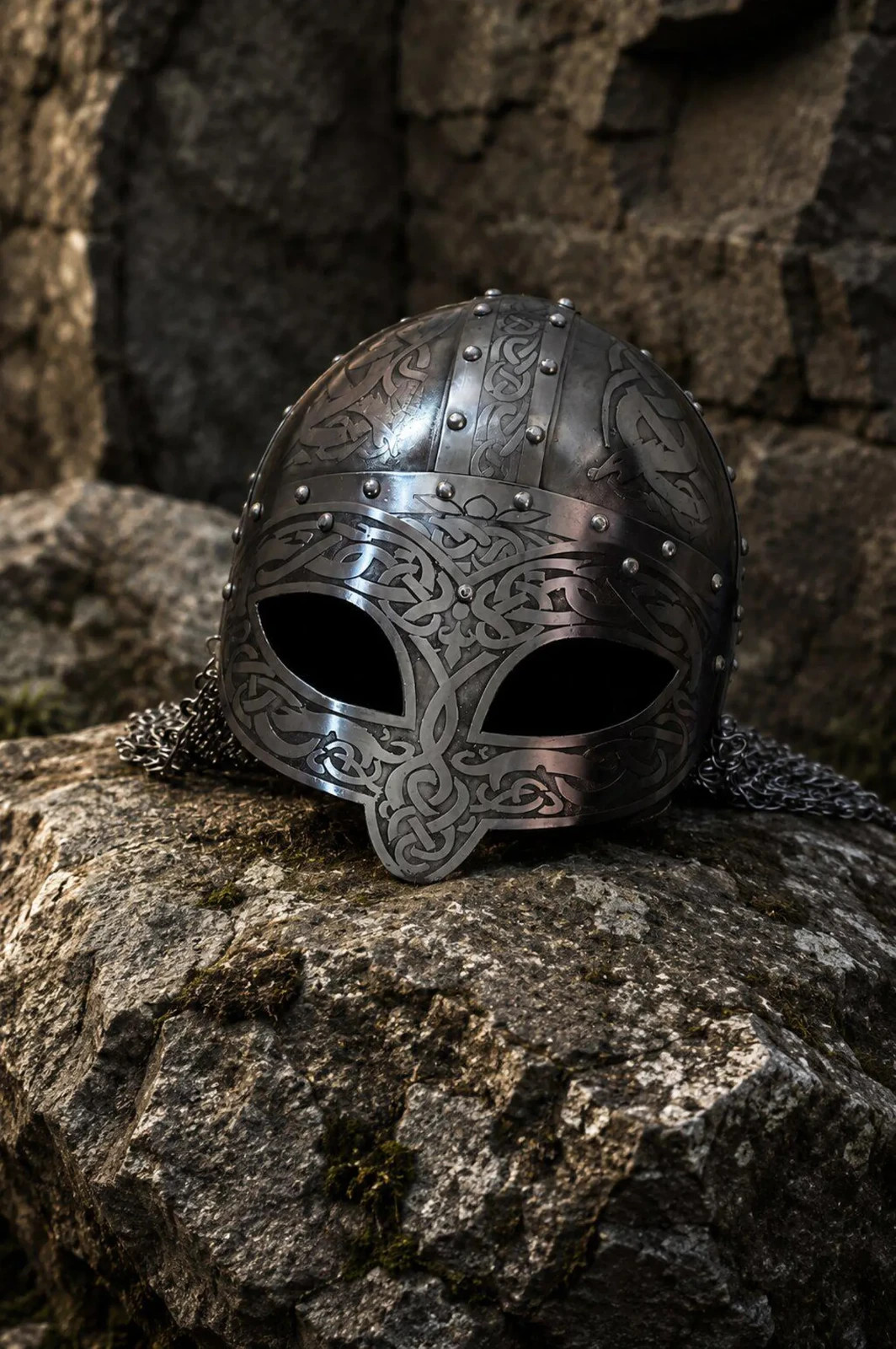 Handmade Engraved Viking Helmet Steel Norse Warrior Armor LARP Cosplay Costume