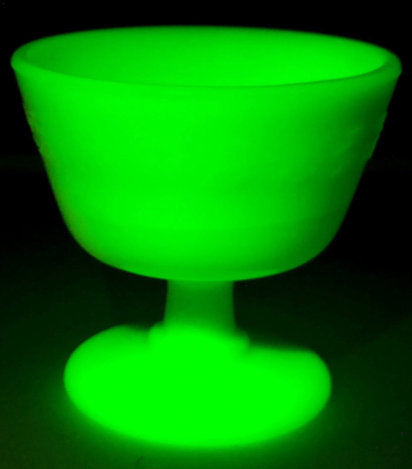 Antique McKee Custard Glass Desert Cup Uranium Glass Stem Footed Scarce