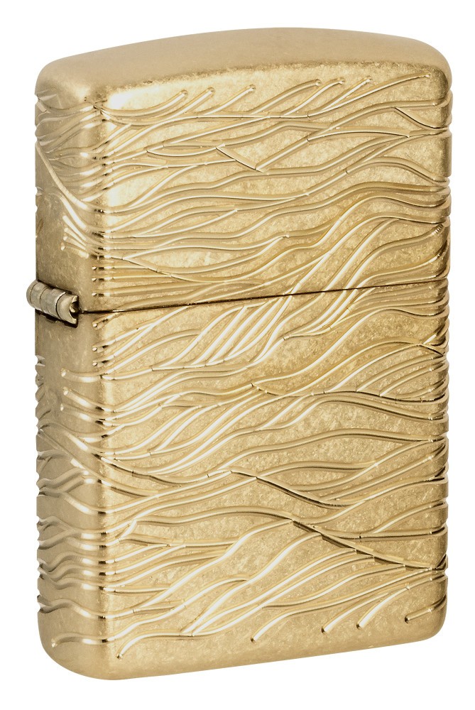 Zippo Luxury Waves Design Armor® Tumbled Brass Windproof Pocket Lighter, 46273 Zippo Luxury Waves Design Armor® Tumbled Brass Windproof Pocket Lighter, 46273
