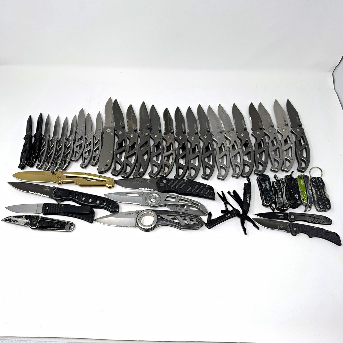 Gerber Mixed Lot 40 Pocketknives & Multi-Tools, Stainless Blades, Pliers Gerber Mixed Lot 40 Pocketknives & Multi-Tools, Stainless Blades, Pliers