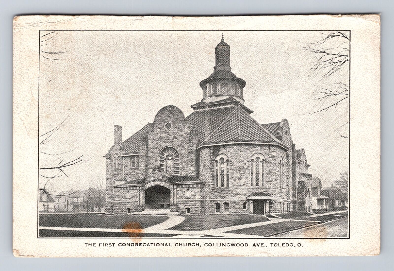 Toledo OH-Ohio, First Congregational Church, Antique Vintage Souvenir Postcard