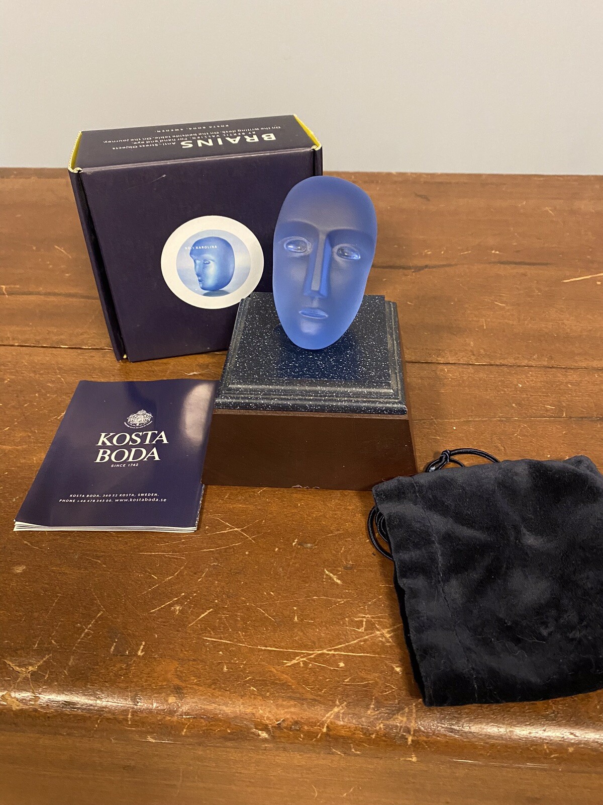 Kosta Boda Blue Head SEROQUEL $500 Million Net Sales MIB *RARE*