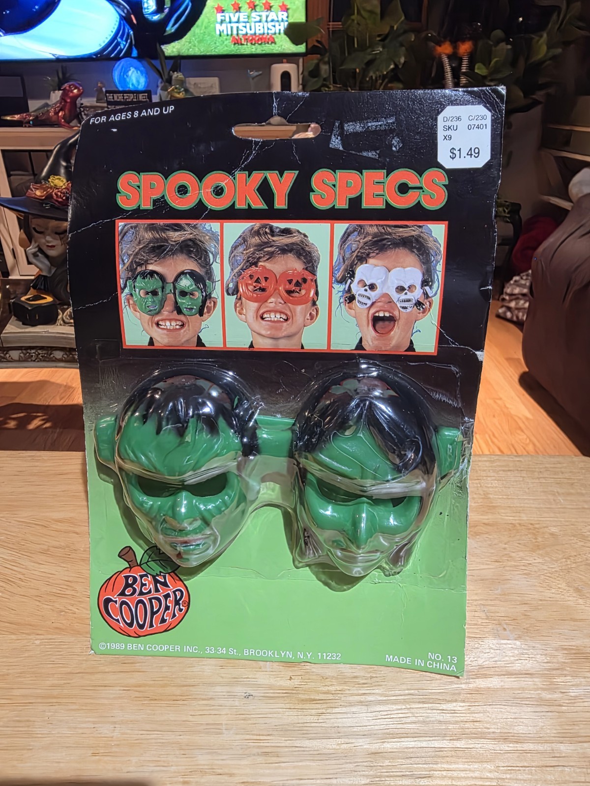 Vintage 1989 Ben Cooper Spooky Specs Halloween Monster Glasses Green 